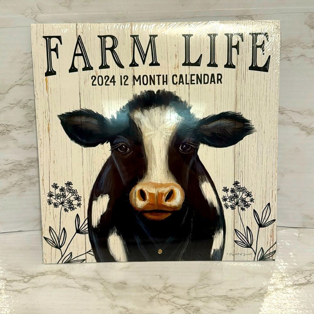 Farm life 2024 yearly calendar with farm items and sayings